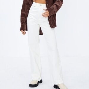 Glassons White Wide Leg Jeans 14 womens relaxed straight leg jeans 14